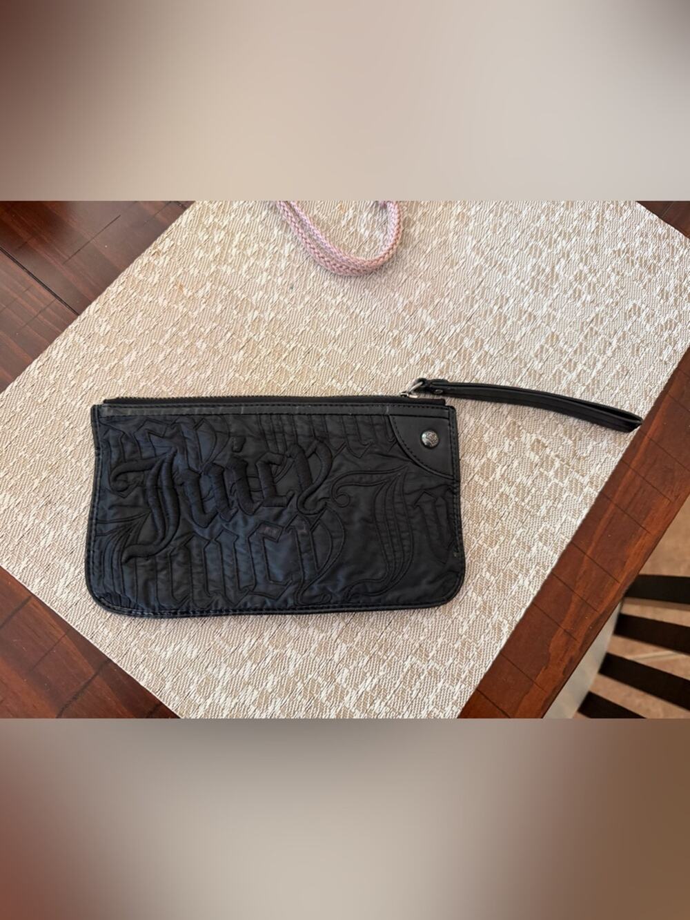 Vintage Y2K Juicy Couture black wristlet clutch wallet